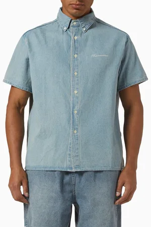 This Is Never That Washed Logo Shirt in Denim