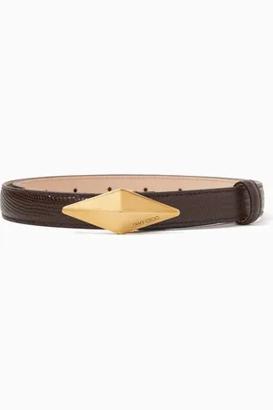 Jimmy Choo Diamond Clasp Belt in Lizard-print Leather