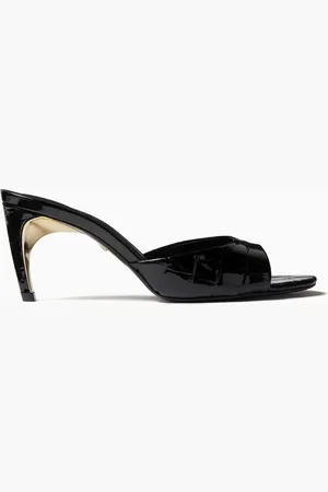 Schutz Curve 80 Mules in Croc-embossed Leather