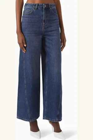Self-Portrait Bleached Wide-leg Jeans in Denim
