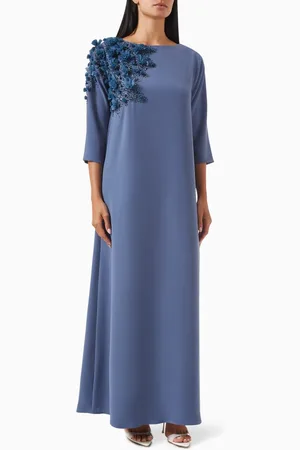 Ruya Embellished Floral-appliqué Kaftan