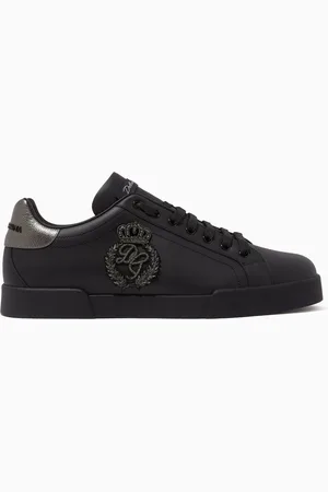 Dolce & Gabbana Portofino Crown Embroidered Sneakers in Nappa