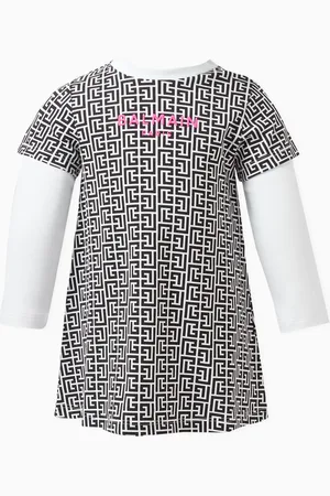 Balmain Logo Print Dress in Cotton