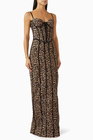 GIUSEPPE DI MORABITO Leopard Print Corset Maxi Dress