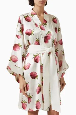Olivia von Halle Mimi Blythe Robe in Silk Satin