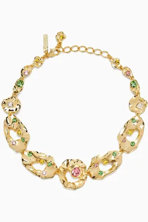 Oscar de la Renta Textured Chain Necklace in Pewter