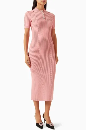 Mach & Mach Crystal-button Knit Maxi Dress