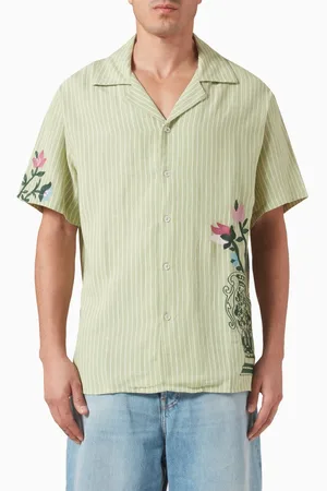 Drôle de Monsieur La Chemise Rayée Fleurs Shirt in Cotton-blend