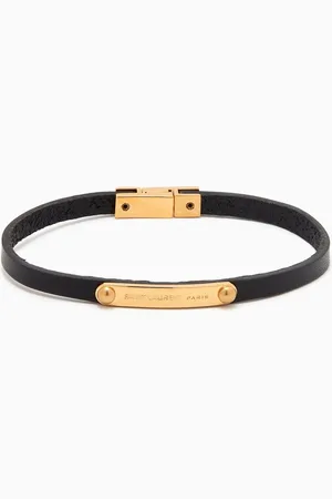 Saint Laurent ID Plaque Bracelet in Leather