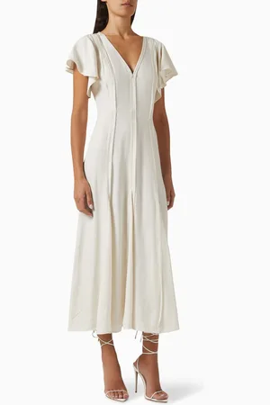 ULLA JOHNSON Evette Midi Dress in Crepe