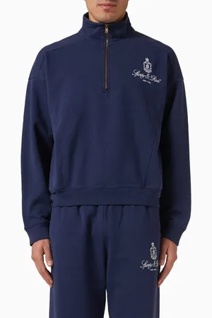 Sporty & Rich Vendome Embroidered Quarter-zip Sweatshirt in Cotton-fleece