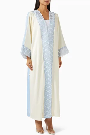 Elna Line Contrast Trim Abaya in Crepe