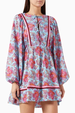 BOTEH Coquille Batwing Mini Dress in Cotton-voile