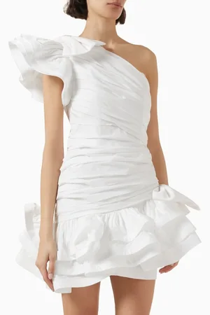 Alessandra Rich Ruched Mini Dress in Taffeta