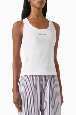 Palm Angels Embroidered Logo Tank Top in Stretch Cotton