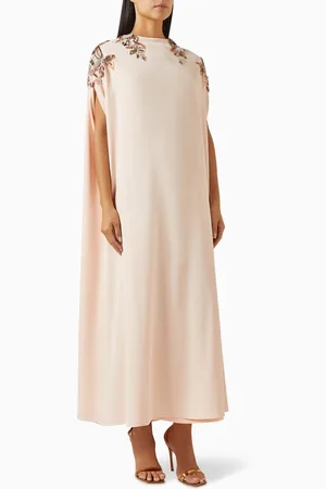 LAMMOUSH Embroidered Kaftan in Crepe
