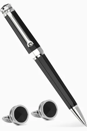 MONTEGRAPPA NeroUno Ballpoint Pen & Cufflinks in Steel