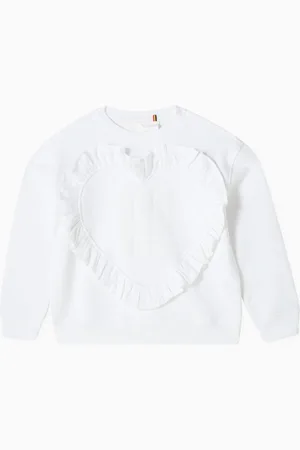 CAROLINE BOSMANS Heart Appliqué Sweatshirt in Cotton Fleece