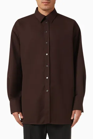 Ami Oversized Back-slit Shirt in Wool Canvas