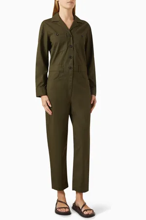 THEORY Patto Long-sleeve Jumpsuit in Stretch Cotton
