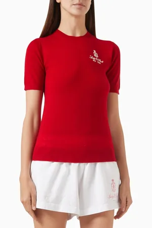 Sporty & Rich Vendome Short-sleeve Sweater in Merino Wool