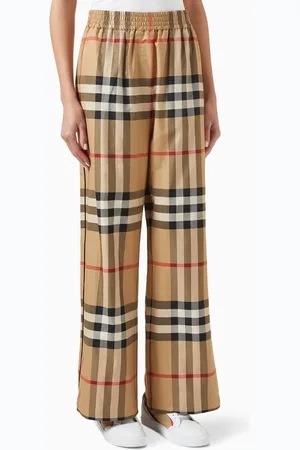Burberry Vintage Check Wide-leg Pants in Cotton