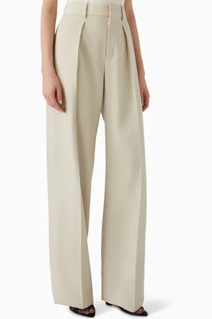 Saint Laurent Wide-leg Tailored Pants in Virgin Wool