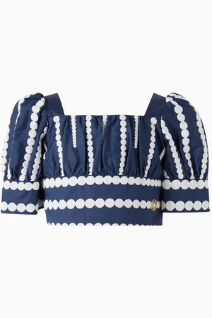 Elie saab Embroidered Crop Top in Cotton