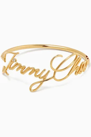Jimmy Choo Script Logo Bracelet in Brass