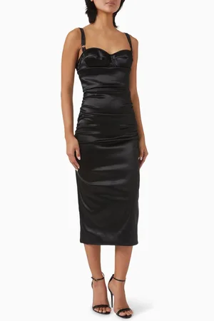 Dolce & Gabbana Ruched Midi Dress in Satin
