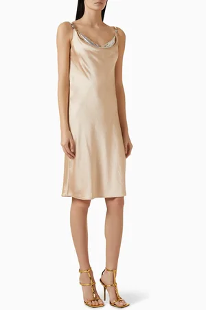 VERSACE Slip Midi Dress in Satin