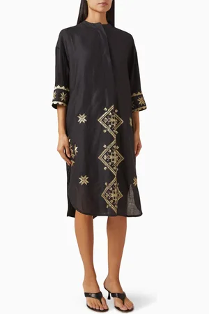 Greek Archaic Kori Embroidered Midi Dress