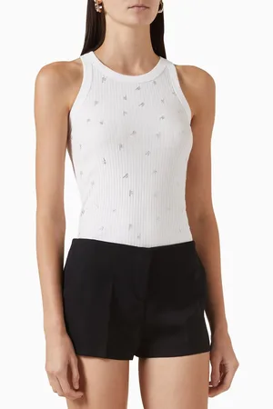 The Attico Crystal-embellished Logo Tank Top in Cotton-jersey