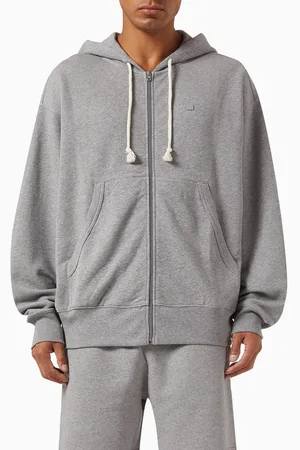 Acne Studios Hooded Zip Sweater in Cotton Fleece
