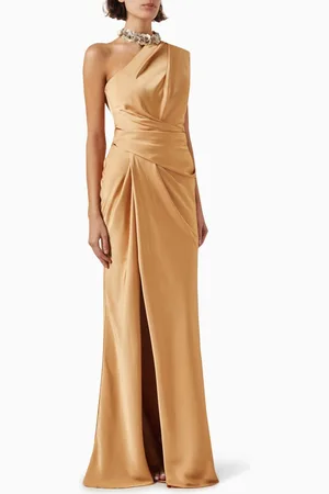 GEMY MAALOUF Floral-embellished Draped Gown