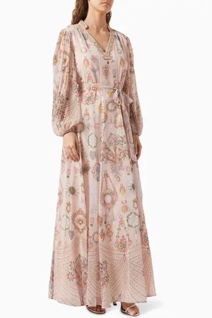 Pankaj & Nidhi Beaujolais-A Printed Maxi Dress in Chiffon