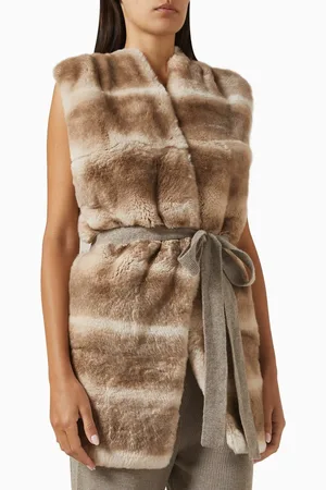 Izaak Azanei Belted Chinchilla Gilet