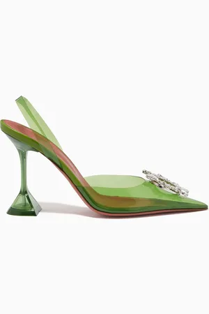 Amina Muaddi Begum Crystal Slingback Pumps in PVC