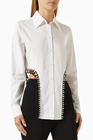 NAFSIKA SKOURTI Crystal-embellished Shirt in Cotton