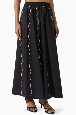 Sandro Crystal-embellished Maxi Skirt in Cotton