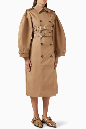 Ganni Trench Coat in Bonded Cotton