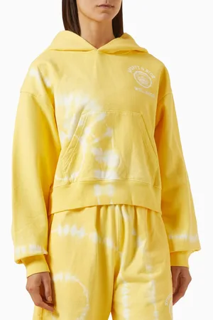 Sporty & Rich Emblem Cropped Hoodie in Cotton