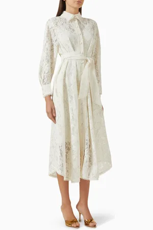 ZIMMERMANN Dawning Tuck Midi Dress in Lace