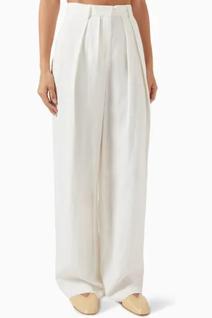 Maje Pleated Wide-leg Pants in Linen-blend