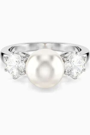 Swarovski Matrix Pearl & Crystal Ring in Rhodium-plated Metal