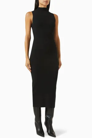 ENZA COSTA Ribbed Sleeveless Midi Dress in Silk-blend