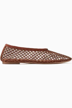 Staud Alba Ballet Flats in Crochet Leather