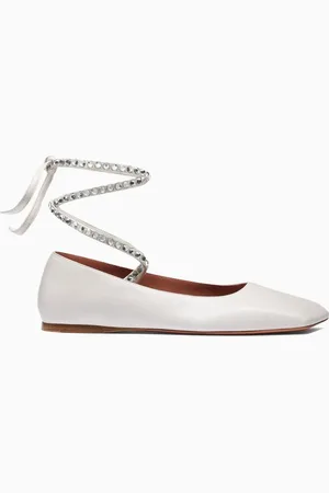 Amina Muaddi Ane Lace-up Ballet Flats in Nappa