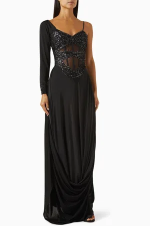 Sandra Mansour Pont vers l`Histoire Gown in Velvet & Jersey
