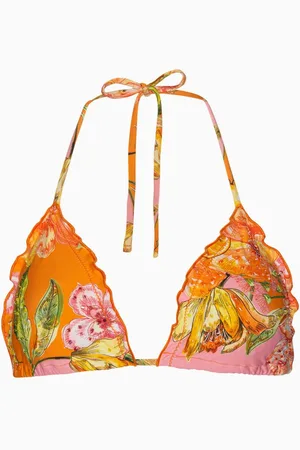 PQ Swim Embroidered Lettuce Edge Triangle Bikini Top